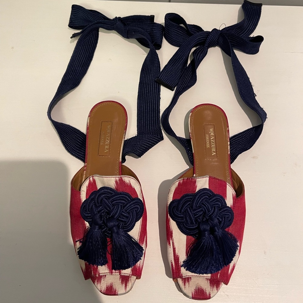Aquazzura Ankle-Tie Tassel Sandals (EU 35.5)